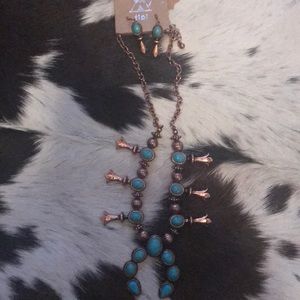 Copper Squash Blossom & Earring Set